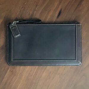Coach Skinny Case Wallet Pouch Chocolate Brown